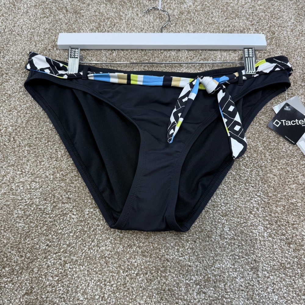 Jag Womens XL Swimsuit Bottoms Black Geometric Side‎ Tie Swim Wear Bikini Beach